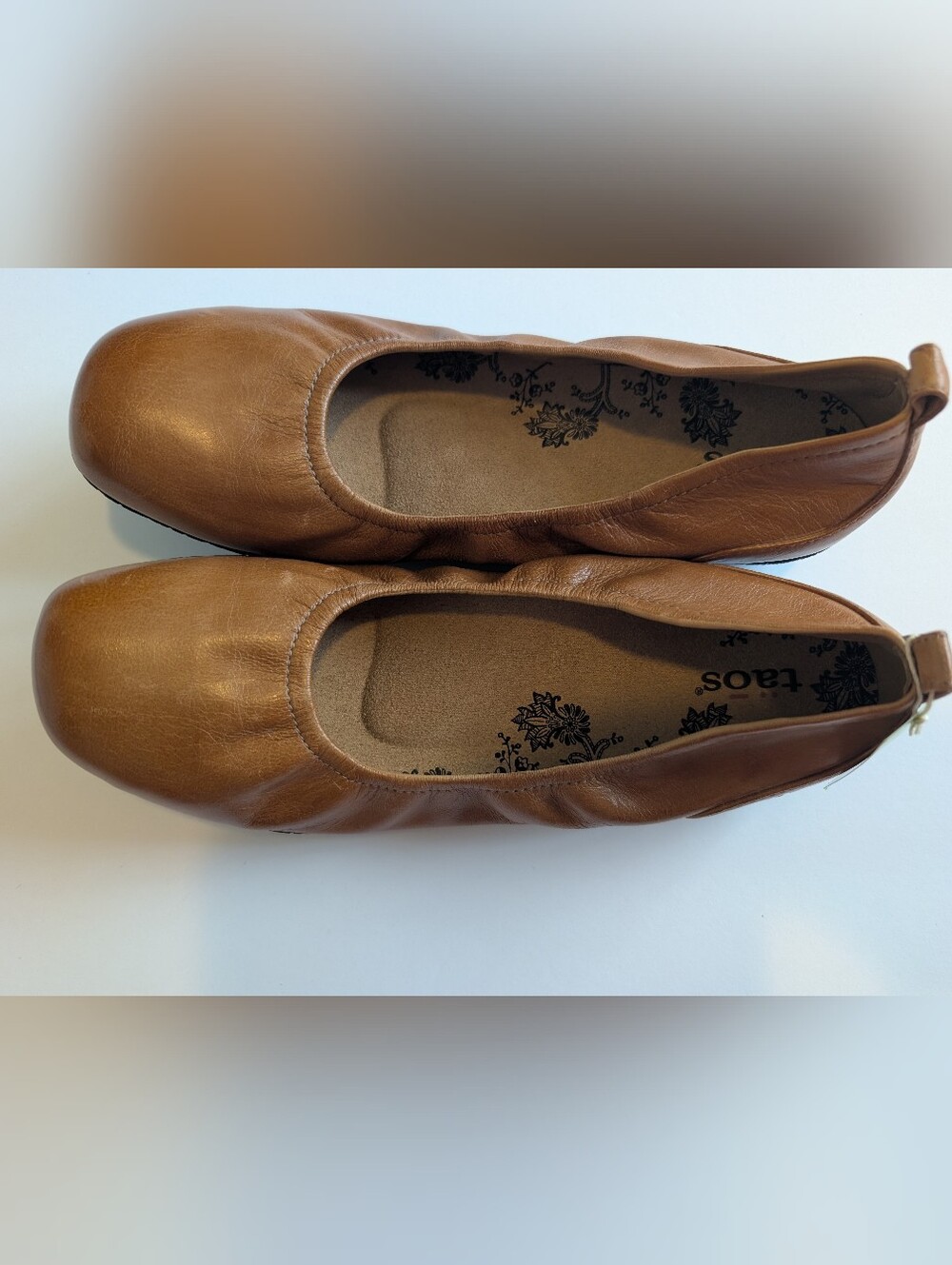 TAOS Women's Size 8.5 Chit-Chat Caramel Brown Leather Ballet Flat Comfort - Picture 7 of 14